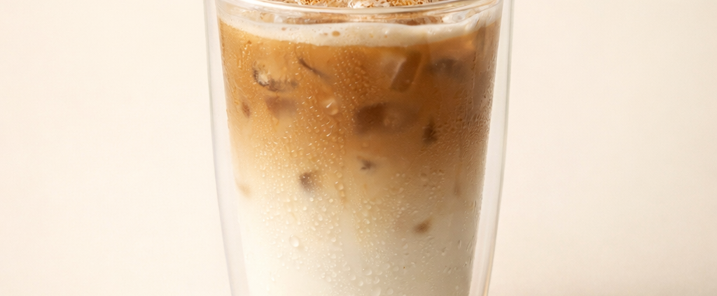 Iced coffee with layers in a glass